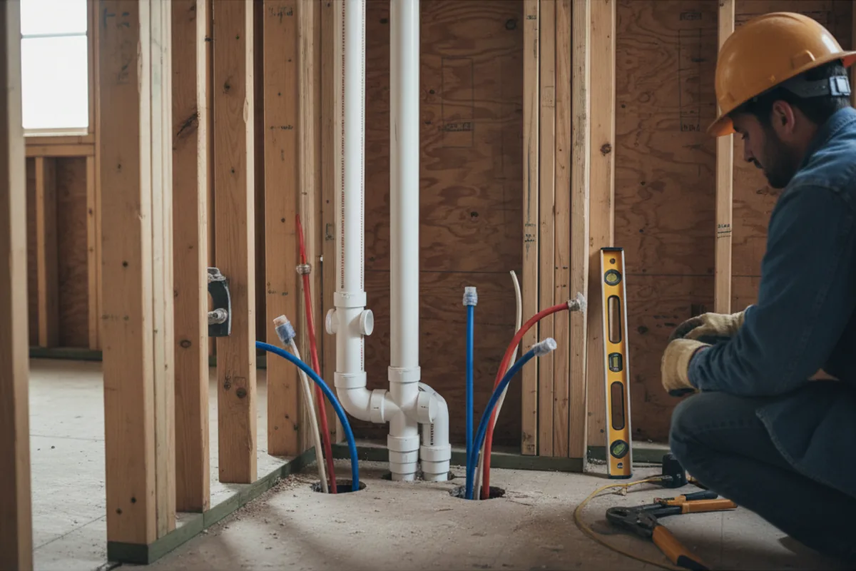 Drain and supply rough-in during Toilet Repair and Installation in Goshen