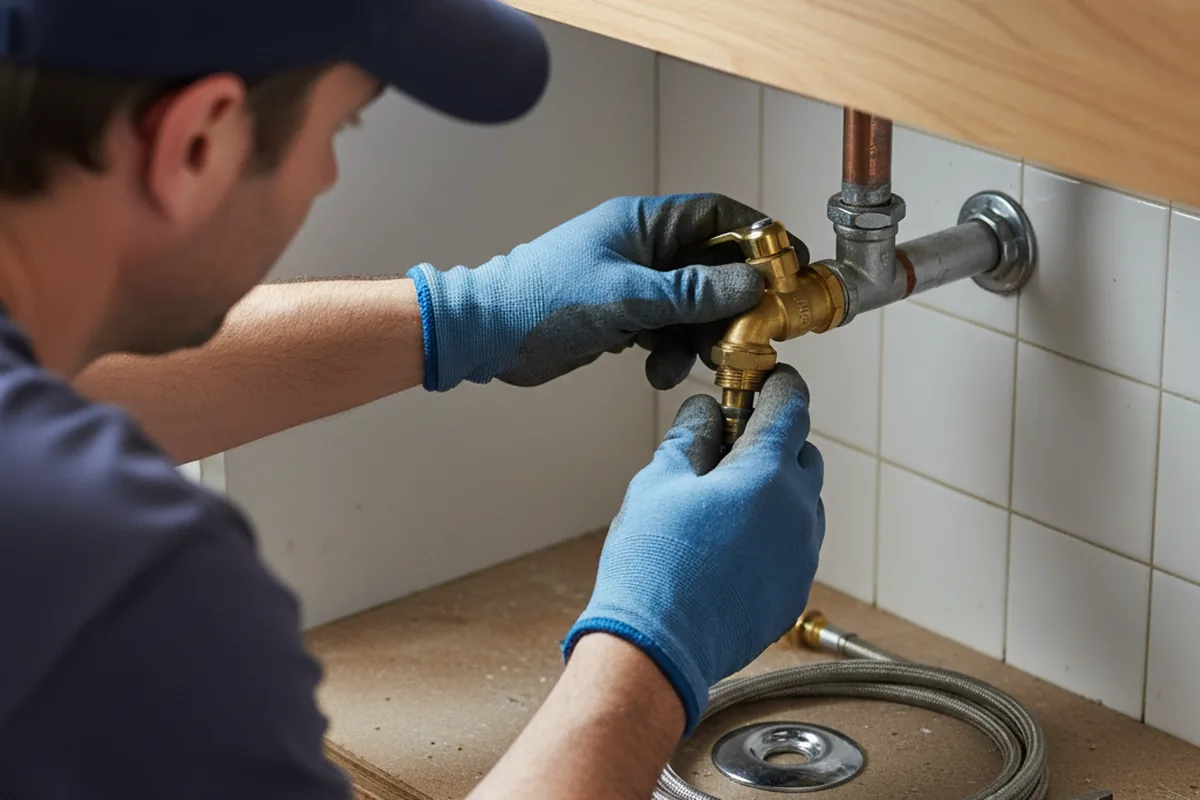 Shutoff valve and fitting work during Burst Pipe Repair in Goshen